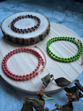 Load image into Gallery viewer, Burgundy + Gold Chunky Bead Necklace