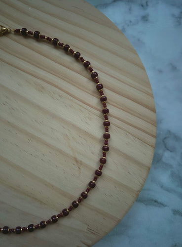Chocolate + Gold Chunky Bead Necklace
