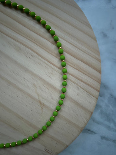 Cactus Green + Gold Chunky Bead Necklace