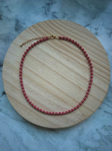 Load image into Gallery viewer, Burgundy + Gold Chunky Bead Necklace