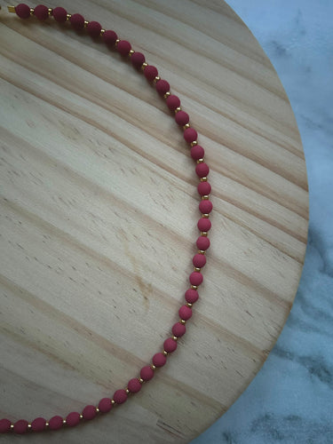 Burgundy + Gold Chunky Bead Necklace