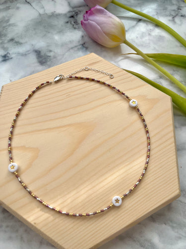 Berry Shimmer Seed Bead Necklace